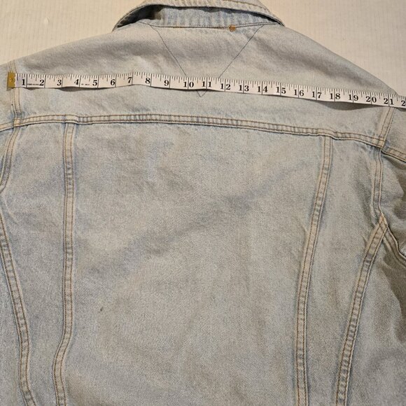 Vintage Tommy Hilfiger Jean Jacket Denim Trucker 90s Distressed Faded Mens Med.. - Picture 11 of 16